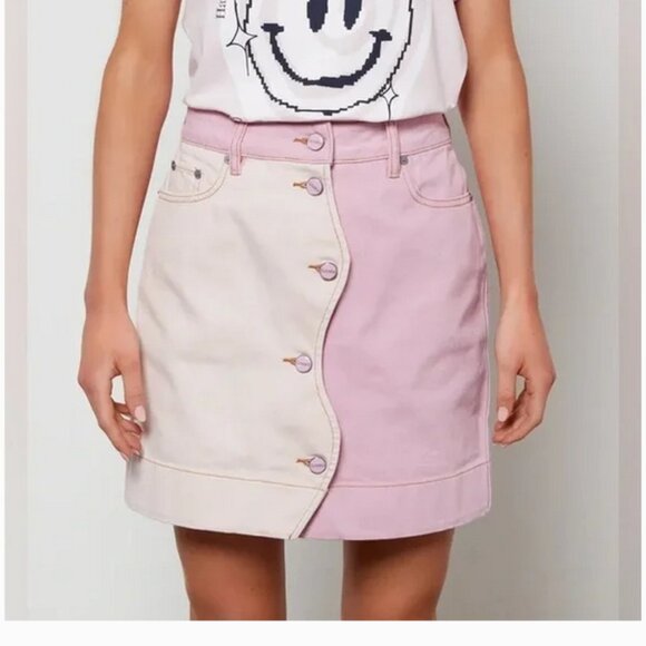 NWT Ganni Two-Tone Denim Skirt Size 40 - Picture 1 of 7